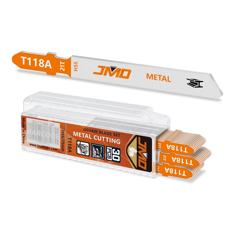 JMD 30-Piece T118A Metal Cutting Jigsaw Blades Set 75mm 21TPI Jig Saw Blades for Metal - Image 1
